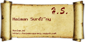 Haiman Surány névjegykártya